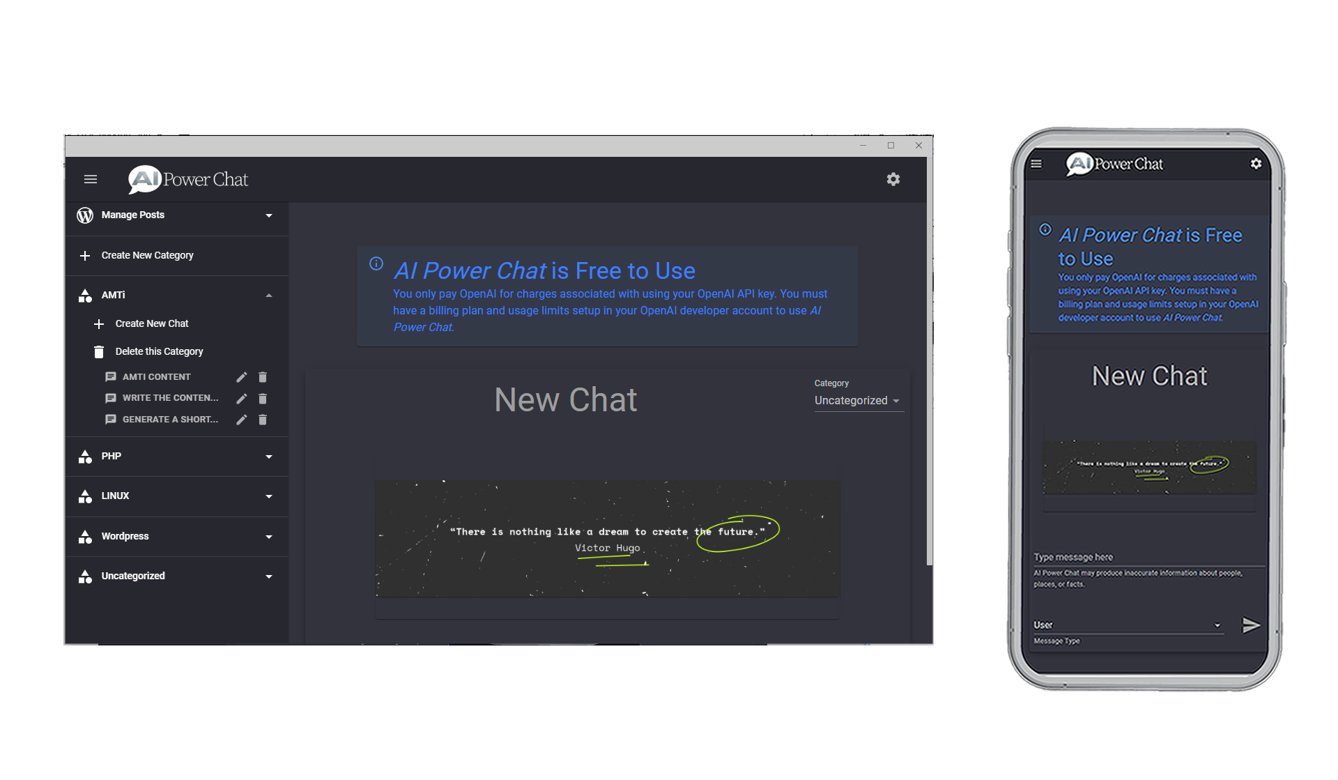 ai power chat is available on desktop and mobile